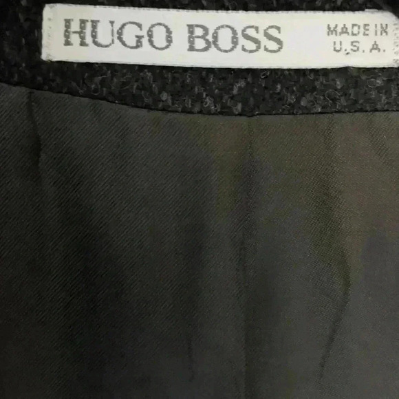 Hugo Boss 40L Scotland Wool Sports Coat Vintage Corleone Tweed Blazer Black USA - Picture 2 of 12